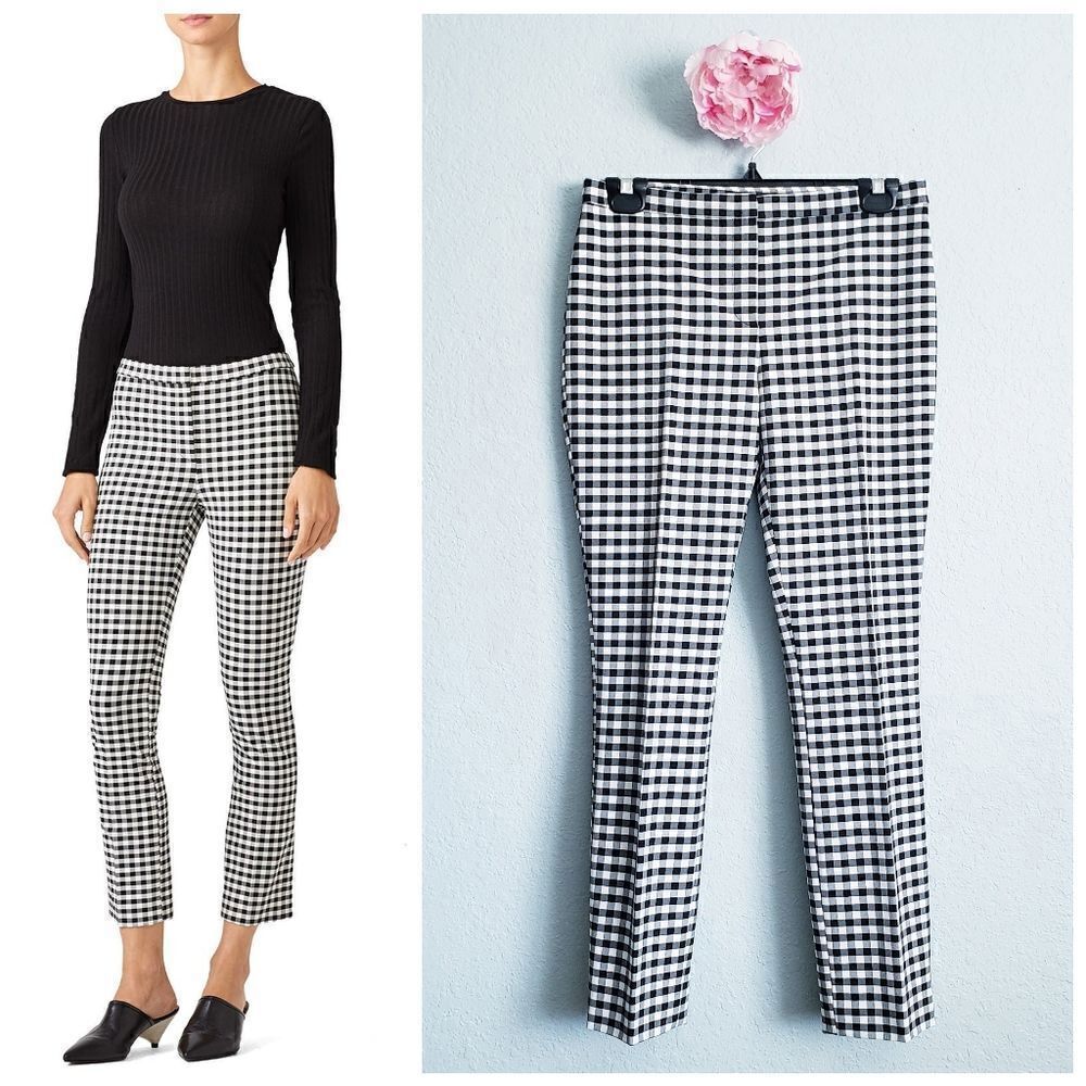 Theory Black and White Gingham Classic Skinny Pant